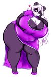  &lt;3 anthro bear big_breasts big_thighs breasts chinese_clothing chinese_dress cleavage_cutout clothing dress female gammanaut looking_at_viewer mammal one_eye_closed panda purple_eyes slightly_chubby smile solo wink 