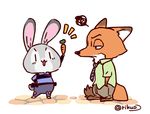  angry belt black_fur black_nose canine clothing disney female fox fur grey_fur judy_hopps lagomorph long_ears male mammal necktie nick_wilde orange_fur pencil_(disambiguation) pink_nose police_uniform rabbit uniform white_fur zootopia りくお 