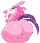 anthro arizonathevixen bedroom_eyes big_butt butt female hi_res huge_butt huge_hips huge_thighs looking_at_viewer looking_back lovander narrowed_eyes nude pal_(species) palworld pink_body pink_eyes pocketpair seductive smile solo thick_thighs wide_hips
