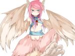  1boy 1girl bird_legs blush breasts brown_feathers brown_wings censored cum earrings feather_hair feathered_wings feathers frfr game_cg gradient_hair harpy hetero jewelry looking_at_viewer mon-musu_quest! monster_girl mosaic_censoring multicolored_hair non-web_source penis pink_feathers pink_hair pov purple_hair reina_(mon-musu_quest!) sex small_breasts smile winged_arms wings 
