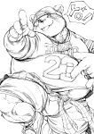 2024 alp_(tas) anthro asakura_kento bear belly big_belly bottomwear clothing giant_panda hat headgear headwear hi_res humanoid_hands kemono lifewonders male mammal overweight overweight_male shirt shorts simple_background solo tokyo_afterschool_summoners tongue tongue_out topwear white_background