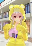  3d animal_hood breasts cosplay custom_maid_3d_2 headphones highres hood hougyou_ilia hougyou_ilia_(cosplay) large_breasts long_hair looking_at_viewer nitroplus open_mouth pink_eyes pink_hair smile solo super_sonico tokyo_necro uld_macaron 