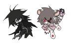  animal_ears black_feathers black_hair bow brown_fur chibi chibi_only claws creature feathers full_body harpy_boy kamikiririp monster_boy no_humans open_mouth original pink_bow red_eyes smile sphinx tail tail_bow tail_ornament talons tiger tiger_ears wings 