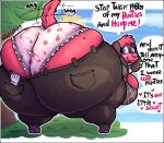 absurd_res animal_crossing anthro big_butt bottomwear bottomwear_pull butt canid canine cherry_(animal_crossing) clothing clothing_pull female hi_res huge_butt mammal nintendo pants pants_pull presenting solo talking_to_viewer thefluffyrey69 underwear