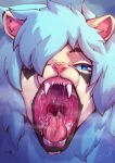 absurd_res bigcat blue_eyes felid first_person_view hair hi_res jaws lion male male_pred mammal open_mouth oral_vore panthera pantherine shaded soft_shading tongue uvula vore