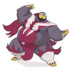 2024 absurd_res anthro belly big_belly biped generation_8_pokemon hi_res humanoid_hands legendary_pokemon male manlyster moobs musclegut muscular nintendo nipples overweight overweight_male pokemon pokemon_(species) simple_background solo urshifu white_background