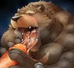  abs bear blush cum cum_in_mouth cum_inside erection fellatio humanoid_penis licking male male/male mammal muscular nude oral orgasm pecs penis seikeikei2015 sex simple_background tongue tongue_out 