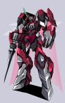  3ok absurdres alteisen cape clenched_hand energy_cape full_body highres mecha pile_bunker red_cape redesign robot science_fiction solo super_robot_wars super_robot_wars_original_generation 