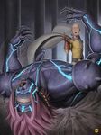  2boys bald cape epic fighting gloves lord_boros multiple_boys one-eyed one-punch_man realistic saitama_(one-punch_man) standing 