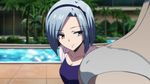  2girls akuma_no_riddle animated animated_gif ass azuma_tokaku bikini grin hairband multiple_girls pool poolside short_hair shutou_suzu smile swimsuit yellow_eyes 