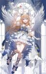  ahoge angel_wings blue_eyes bow brown_hair diana_(a-soul) dress hair_between_eyes hair_bow hair_ornament highres long_hair low-tied_sidelocks non-web_source open_mouth wings 
