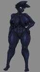 absurd_res anthro big_breasts black_body black_fur black_hair breasts curvy_figure female fur hair hi_res huge_breasts lagomorph leporid mammal miasmaaxel muscular muscular_female rabbit solo thick_thighs voluptuous voluptuous_female