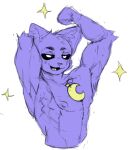 black_eyes catnap_(poppy_playtime) domestic_cat felid feline felis flexing flexing_bicep half_body kuttzawarie looking_at_viewer male mammal muscular muscular_male plushie poppy_playtime pupils sketch solo star white_pupils