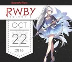  2016 bare_legs blue_eyes dress ein_lee english flower holding holding_sword holding_weapon left-handed long_hair myrtenaster official_art petticoat ponytail roosterteeth rwby short_dress solo sword very_long_hair weapon weiss_schnee white_hair 
