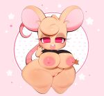  big_breasts bottomless breasts chibi clothed clothing clothing_lift female genitals hi_res mammal mouse mu_(artist) murid murine navel nipples pink_background pussy rodent shirt shirt_lift simple_background slightly_chubby solo thick_thighs topwear 