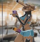  absurd_res anthro female gym hi_res lince11 living_machine living_tank living_vehicle machine muscular muscular_female solo tank vehicle 