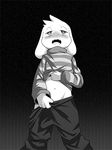  animated anthro asriel_dreemurr blush caprine clothed clothing clothing_lift cub goat greyscale half-closed_eyes looking_pleasured male mammal monochrome navel nurinaki pants_pull shirt shirt_lift solo standing sweatshirt undertale video_games young 