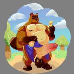  2024 absurd_res animal_crossing anthro artist_name balls balls_blush barazoku big_balls big_muscles big_penis black_balls black_body black_fur black_nipples black_penis blush body_blush brown_body brown_fur brown_hair canid canine clothed clothing digital_media_(artwork) erection erection_under_clothing fur genitals hair hi_res huge_balls huge_muscles huge_penis hyper hyper_balls hyper_genitalia hyper_penis lionhearf03 male mammal mature_anthro mature_male multicolored_body muscular muscular_anthro muscular_male nintendo nipples pecs penis raccoon_dog slightly_chubby slightly_chubby_anthro slightly_chubby_male solo tanuki tom_nook_(animal_crossing) 