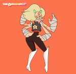 2_horns 4_arms alien alien_humanoid boots butt cartoon_network clothing fan_character fangs female fire_opal_(thediamond637) footwear forehead_gem gem gem_(species) gem_fusion hands_on_hips hi_res horn humanoid jasper_(steven_universe) multi_arm multi_limb not_furry opal_(gem_species) orange_theme pearl_(steven_universe) smile solo steven_universe teeth thediamond637 topwear vest