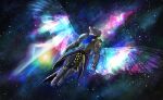 absurd_res anthro armor capcom comet flying flying_wyvern glowing glowing_eyes hi_res hybrid magic_wings male monster_hunter nargacuga occult_symbol scarf sigil silver_warrior08 solo space symbol vayhl&#039;ayne_(vahlyance)