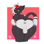 1:1 anthro anus balls bedroom_eyes big_butt blackjack_(devilcatjack) butt butt_markings cat_demon demon diamonds_(suit) domestic_cat ear_piercing ear_ring felid feline feline_demon felis genitals girly hand_on_butt hand_on_own_butt heart_symbol hearts_(suit) hi_res horn male mammal markings narrowed_eyes paulmcbuzz piercing presenting presenting_hindquarters red_eyes red_horn ring_piercing seductive smile solo spades_(suit) stretched_anus suit_symbol thick_thighs wide_hips