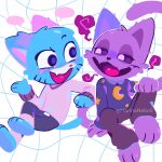  anthro cartoon_network catnap_(poppy_playtime) clothed clothing crossed_legs crossover duo gumball_watterson hi_res looking_at_another male marinaneko open_mouth poppy_playtime sitting smiling_critters the_amazing_world_of_gumball tongue 