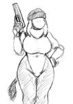  beanie big_breasts black_and_white breasts donkey equine eyeless female gun hand_on_hip hat haydee hladilnik huge_breasts long_ears machine mammal monochrome mouthless ranged_weapon robot solo weapon wide_hips 