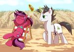  adlynh beach bikini clothing cutie_mark day detailed_background equine eyelashes eyes_closed fan_character female feral fur green_eyes grey_hair hair hooves horn magic male mammal my_little_pony outside pants purple_hair sand seaside sky smile swimsuit unicorn white_fur 