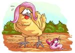  adlynh avian bird chicken day duo eyelashes feathered_wings feathers female feral fluttershy_(mlp) friendship_is_magic gastropod hair horn my_little_pony outside pink_hair princess_cadance_(mlp) slug wings yellow_feathers 