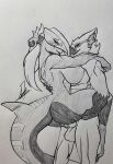 absurd_res anthro balls blush blush_lines breasts capcom cetacean dauna_(reptilligator) dolphin duo eye_contact female fish flying_wyvern genitals graphite_(artwork) hi_res hybrid knot lipstick looking_at_another makeup male male/female mammal marine markings monster_hunter nargacuga nipples pen_(artwork) pencil_(artwork) piercing sex shark smile sparky_takashii standing standing_sex toothed_whale traditional_media_(artwork) vayhl&#039;ayne_(vahlyance)