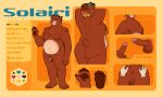 2024 2_horns 5_fingers 5_toes absurd_res anthro anus areola arm_tuft balls bear belly big_belly big_butt blue_body blue_fur breasts brown_areola brown_body brown_fur brown_hair brown_nipples brown_pawpads butt character_name chest_tuft claws color_swatch countershade_snout countershade_torso countershading crotch_tuft dipstick_ears disembodied_hand duo ear_markings english_text erection feet female finger_claws fingers front_view fur genitals geometric_background glans green_eyes hair hi_res highlights_(coloring) horn humanoid_genitalia humanoid_penis information lgbt_pride magnetiorchid male mammal model_sheet multicolored_ears multiple_images navel nipples nonbinary_(lore) nonbinary_pride_colors nude orange_background orange_highlights overweight overweight_male pawpads penis pride_colors rear_view round_ears short_tail shoulder_tuft side_boob simple_background smile snout solairi_(onefattycatty) solo solo_focus species_name spread_butt spreading standing tail tan_body tan_fur text toe_claws toes tongue tongue_out tuft white_body