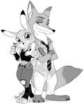  bano_akira black_and_white canine carrot clothed clothing crossed_arms disney duo female food fox judy_hopps lagomorph looking_at_viewer male mammal monochrome nick_wilde pen pointing police_uniform rabbit simple_background uniform vegetable white_background zootopia 