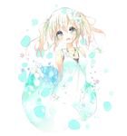  1girl :d blonde_hair blue_eyes bow dress fang flower kuma_(happylocation) necklace open_mouth original smile 