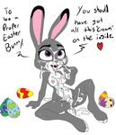  2016 anthro areola breasts buckteeth cum cum_everywhere cum_on_breasts cum_on_face cum_on_stomach cum_string dialogue disney easter easter_egg erect_nipples female hi_res holidays judy_hopps lagomorph mammal messy ms_paint nipples nude purple_eyes pussy rabbit reclining simple_background slashysmiley solo spread_legs spreading teeth white_background zootopia 