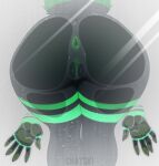 abstract_background against_surface all_fours anthro anus ass_on_glass bent_over big_butt black_body black_fur bodily_fluids butt chatski claws close-up crux droplets faceless_character faceless_female female fur fur_markings fur_tuft genital_fluids genitals glass glass_surface green_anus green_pussy hi_res huge_butt inviting light light_beam markings on_glass plump_labia presenting pussy pussy_on_glass rear_view short_tail simple_background solo spread_anus spreading steam tail thighs_together tuft vaginal_fluids white_background wide_hips