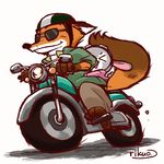  armor biker black_fur black_nose canine clothing disney duo eyewear female fox fur grey_fur happy helmet hug judy_hopps lagomorph male mammal motorcycle nick_wilde orange_fur rabbit smile sunglasses white_fur zootopia りくお 