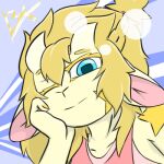 anthro blue_eyes blury blury(fursona) bovid caprine femboy goat goat_ears horizontal_pupils icon looking_at_viewer low_res male mammal one_eye_closed pupils smile smiling_at_viewer solo wink winking_at_viewer