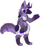 2017 alpha_channel ambiguous_gender anthro clawed_fingers claws digital_drawing_(artwork) digital_media_(artwork) digitigrade flat_colors full-length_portrait fur hindpaw horn jaspering machine outline paws portrait protogen protogen_visor purple_body purple_claws purple_fur purple_horn purple_outline simple_background solo spiral_eyes standing transparent_background watermark