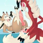  animal_genitalia animal_penis balls canine canine_penis cum cum_in_ass cum_inside cum_on_face cumshot ejaculation feral gradient_background knot lycanroc lying male male/male mammal nintendo on_back open_mouth orgasm pcred566 penis pok&eacute;mon sex simple_background tongue tongue_out video_games 