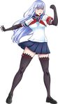  armband duplicate full_body highres megami_saiko official_art silver_hair solo thighhighs yandere_simulator 