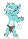  2016 3_toes 4_fingers absurd_res armpits big_eyes big_head blue_fur brown_clothing cheek_tuft chest_tuft clothed clothing colored cute digital_drawing_(artwork) digital_media_(artwork) eyebrows fan_character full-length_portrait fur green_eyes grey_nose head_tuft hi_res league_of_legends light loincloth looking_at_viewer mammal medirby multicolored_fur navel one_eye_closed portrait pose riot_games scarefish shaded shadow signature simple_background solo standing toes toony tuft two_tone_fur video_games wave white_background white_fur yordle 