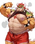 2024 anthro areola armband armpit_hair barazoku belly biceps big_bulge big_muscles big_pecs bite bodily_fluids body_hair bottomwear bowser bracelet bulge chest_hair clothed clothing clothing_bite collar dripping eyebrows flexing hair hi_res horn huge_muscles jewelry kemono koopa lhjal2 looking_at_viewer male manly mario_bros musclegut muscular muscular_anthro muscular_male musk musk_clouds navel nintendo nipple_piercing nipple_ring nipples non-mammal_nipples pec_grab pec_squeeze pec_squish pecs piercing raised_clothing raised_shirt raised_tank_top raised_topwear ring_piercing scalie seductive shell shirt shorts simple_background smile solo spiked_armband spiked_bracelet spiked_collar spiked_shell spiked_tail spikes spikes_(anatomy) squish standing sweat tail tank_top tank_top_bite teeth topwear white_background