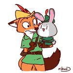  belt black_fur black_nose canine clothing disney duo feathers female fox fur grey_fur hat judy_hopps lagomorph long_ears male mammal nick_wilde quiver rabbit red_fur robin_hood size_difference small_(disambiguation) tall white_fur zootopia りくお 