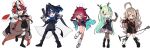  5girls absurdres ahoge animal_ears belt belt_buckle blue_eyes blue_hair boots braid brown_hair buckle ceres_fauna ceres_fauna_(goth) detached_sleeves dress dual_wielding eus_ing full_body gloves green_hair gun hair_intakes hair_over_one_eye hakos_baelz hakos_baelz_(4th_costume) handgun highres holding holding_gun holding_phone holding_weapon hololive hololive_english horns irys_(hololive) jacket long_hair long_sleeves looking_at_viewer microphone miniskirt mouse_ears mouse_girl mouse_tail multiple_girls nanashi_mumei ouro_kronii ouro_kronii_(4th_costume) phone red_hair simple_background skirt tail thighhighs tongue tongue_out twin_braids virtual_youtuber weapon white_background yellow_eyes 