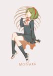  ask_(askzy) breasts danganronpa green_eyes green_hair hairband monaka_(danganronpa) short_hair skeleton small_breasts smile solo zettai_zetsubou_shoujo 