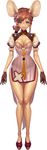  ahoge animal_ears arms_at_sides bad_id bad_twitter_id bangs blue_eyes breasts cleavage dress eyelashes flats full_body gloves highres lipstick long_hair makeup manjji medium_breasts mouse_ears orange_hair original pink_lips pink_lipstick puffy_short_sleeves puffy_sleeves red_footwear shoes short_dress short_sleeves side_ponytail simple_background smile solo standing tassel white_background 