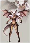  dragon_girl dragon_horns dragon_tail dragon_wings monster_girl white_hair 