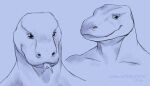  amarox anthro bust_portrait digital_drawing_(artwork) digital_media_(artwork) forked_tongue hi_res komodo_dragon lizard looking_at_viewer lucas_(amarox) male monitor_lizard muscular portrait reptile scalie sketch smile solo tongue tongue_out 