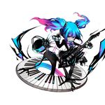  alternate_hair_color alternate_hairstyle cuffs deemo deemo_(character) electric_guitar girl_(deemo) guitar headphones instrument looking_at_viewer metal_hypnotized_(deemo) official_art piano_keys sunglasses twintails 