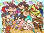  6+boys ahoge amami_rantaro android anger_vein angry animal animal_ear_hairband animal_ear_headwear animal_ears animal_on_head animal_on_lap arm_belt armband armor bandaged_hand bandages beanie bear belt bird bird_on_head black_eyes black_hair black_hairband black_hat black_jacket black_mask black_pants black_sclera blue_background blue_hairband blue_pants blue_shirt blunt_ends blush brooch brown_hair brown_jacket brown_pants buttons chain chain_necklace checkered_clothes checkered_scarf chibi clenched_hand coat coat_partially_removed collared_jacket colored_sclera commentary_request cuffs danganronpa_(series) danganronpa_v3:_killing_harmony double-breasted ear_blush ear_piercing earrings easter easter_egg eating egg facial_hair fake_animal_ears floppy_ears flower food food_on_head furrowed_brow gakuran glasses goatee gokuhara_gonta green_hair green_hat green_jacket green_pants grey_footwear grey_hair grey_hairband grey_jacket grey_scarf hair_between_eyes hairband hand_on_own_chin happy hat high_collar holding holding_animal holding_egg holding_magnifying_glass hoshi_ryoma in_basket insect_cage jacket jewelry k1-b0 lapels layered_sleeves leather leather_jacket long_hair long_sleeves magnifying_glass male_focus mask messy_hair momota_kaito monodam monokid monosuke monotaro_(danganronpa) mouth_mask multiple_boys multiple_piercings necklace nervous nervous_sweating notched_lapels object_on_head oma_kokichi on_head on_lap one_eye_closed open_clothes open_jacket open_mouth pacifier pale_skin pants pauldrons peaked_cap pendant piercing pinstripe_jacket pinstripe_pattern plaid plaid_background pocket pocket_watch pointing pointing_at_another purple_coat purple_hair purple_hairband purple_pants rabbit rabbit_ear_hairband rabbit_ears red_armband robot round_eyewear saihara_shuichi scarf school_uniform shackles sharp_teeth shinguji_korekiyo shirt shoes short_hair shoulder_armor shoulder_spikes simple_background single_sidelock smile solid_oval_eyes space_print spiked_hair spikes starry_sky_print straight_hair striped_clothes striped_pants striped_shirt stud_earrings sweat teeth turn_pale two-sided_coat two-sided_fabric two-tone_pants two-tone_scarf unmoving_pattern utensil_in_mouth v-shaped_eyebrows very_long_hair watch white_belt white_bird white_jacket white_scarf white_shirt white_undershirt yumaru_(marumarumaru) zipper zipper_pull_tab 